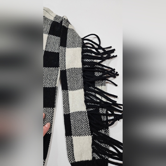 LAUREN Ralph Lauren Black Label Buffalo Plaid Fringe Sweater Wool size S - Picture 2 of 5